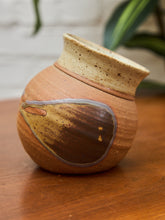 Load image into Gallery viewer, Hand-Thrown Studio Pottery Vase with Earthy Glaze and Speckled Rim
