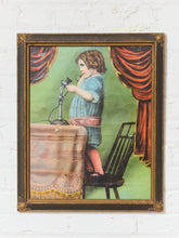 Load image into Gallery viewer, Antique Lithograph Girl on Phone
