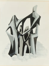 Load image into Gallery viewer, Abstract Figures, Mid-century, Modern Black, Gray, and White
