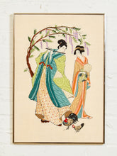 Load image into Gallery viewer, Japanese Silk Embroidery of Courtyard Musicians
