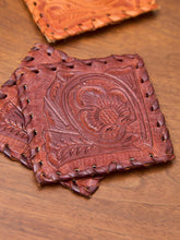 Load image into Gallery viewer, Vintage Woven Leather Coasters
