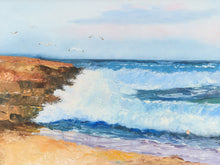 Load image into Gallery viewer, Framed Peaceful Coastal Seascape Oil Painting
