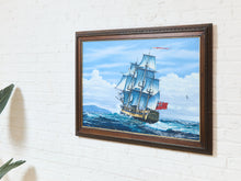 Load image into Gallery viewer, Vintage Tall Ship Sailing Oil Painting Nautical Maritime Seascape Framed Signed
