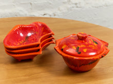 Load image into Gallery viewer, Four Piece Set of Red Orange California Pottery
