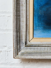 Load image into Gallery viewer, Vintage Mid Century Blue Hydrangeas in a Green Vase Signed Helen 1967
