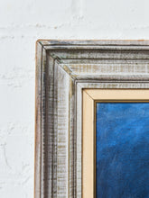 Load image into Gallery viewer, Vintage Mid Century Blue Hydrangeas in a Green Vase Signed Helen 1967
