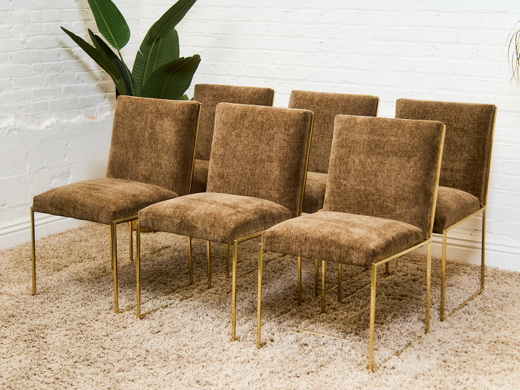 Milo Baughman Vintage Dining Chairs in Cocoa Brown Set of 6