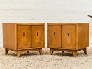 Pair of Double Door Mid Century Nightstands – Sunbeam Vintage