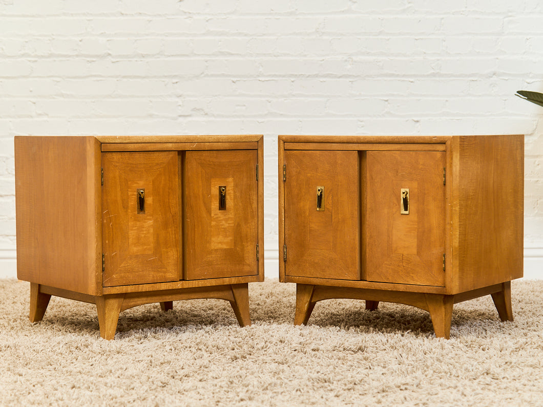Pair of Double Door Mid Century Nightstands