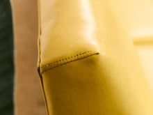 Load image into Gallery viewer, Yellow Vintage Sofa with Wood Arms
