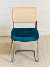 Load image into Gallery viewer, Teal Blond Rattan Dining Chair
