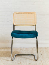 Load image into Gallery viewer, Teal Blond Rattan Dining Chair
