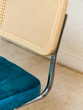 Load image into Gallery viewer, Teal Blond Rattan Dining Chair
