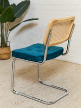 Load image into Gallery viewer, Teal Blond Rattan Dining Chair
