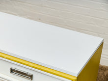 Load image into Gallery viewer, Yellow and White as Found Dresser
