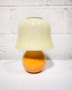 Orange Mushroom LED Lamp with Cream Glass Shade