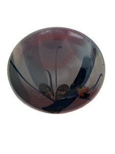 Studio Pottery Stoneware Bowl in Navy Blue and Deep Purple