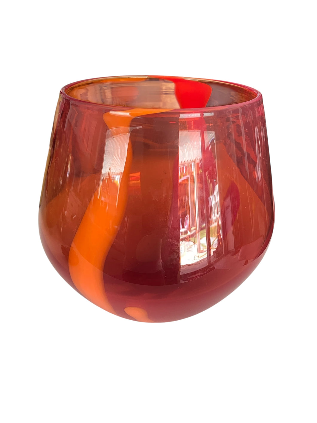 Signed Studio Creamsicle Orange Hand Blown Glass Bowl