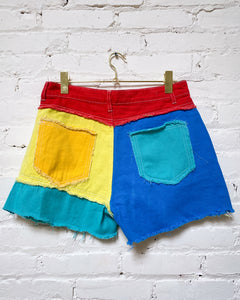 Color Block Cut Off Shorts (L)