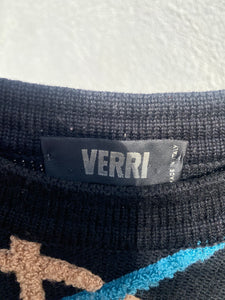 Verri Italian Sweater with Blue and Orange Circle Pattern