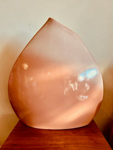 Vintage 1980’s Sculptural Teardrop Postmodern Dusty Peach Modern Art Pottery Vase