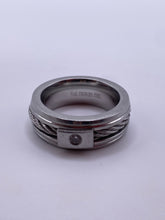 Load image into Gallery viewer, Men's Polished Stainless Steel Cable Crystal Band Ring
