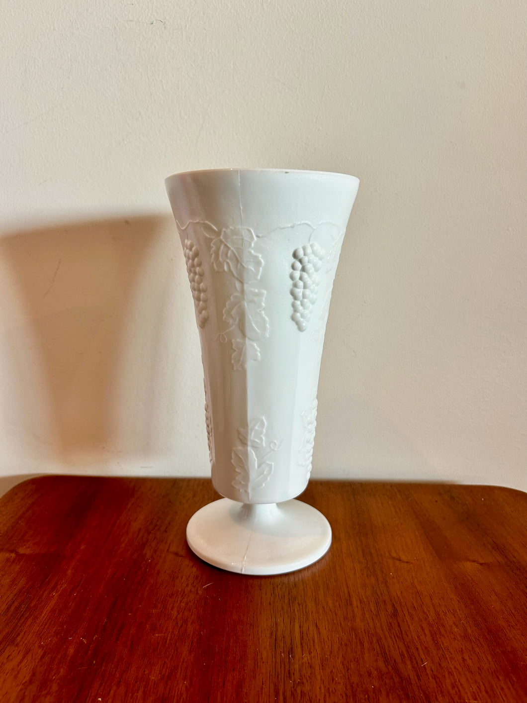 Grape Vineyards Milk Glass Vase