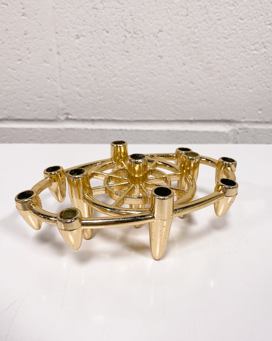 Vintage MCM Gold Oval Taper Candle Holder