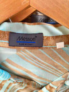 Messori Blue & Orange Abstract Silk Shirt