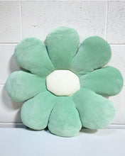 Load image into Gallery viewer, Large Mint and White Flower Pillow
