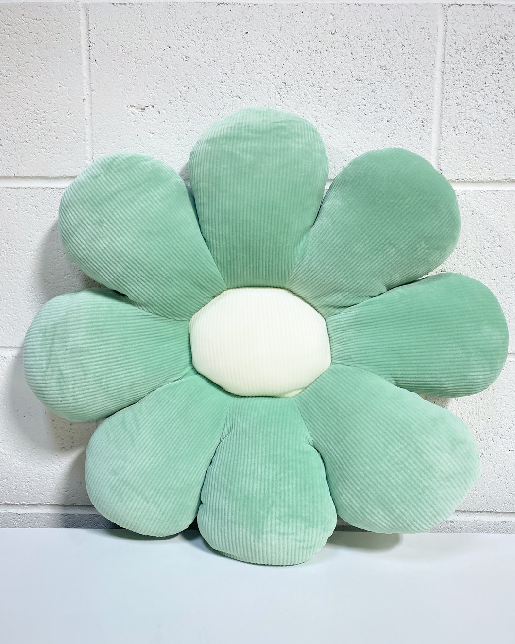 Large Mint and White Flower Pillow