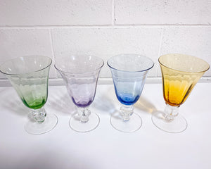 Vintage Set of 4 Colorful Goblets