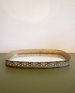 Vintage Oval Gold Vanity Tray