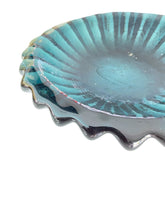 Load image into Gallery viewer, Heavy Dark Turquoise Hand Blown Ruffled Catchall
