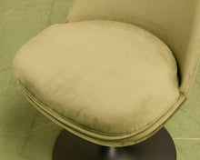 Load image into Gallery viewer, Modern Daisy upholstered chair with tapered back, rounded cushioned seat, and sculptural tulip-style pedestal base
