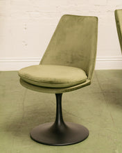 Load image into Gallery viewer, Modern Daisy upholstered chair with tapered back, rounded cushioned seat, and sculptural tulip-style pedestal base
