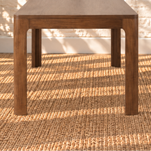 Load image into Gallery viewer, Darian rectangular dining table in warm walnut with natural Mindi wood grain, rounded corners and solid wood legs.
