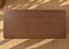 Load image into Gallery viewer, Darian rectangular dining table in warm walnut with natural Mindi wood grain, rounded corners and solid wood legs.
