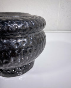 Textured Stoneware Metallic Black Vase