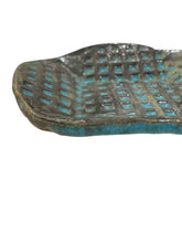Load image into Gallery viewer, Circular Turquoise and Black Stoneware with a Square base Trinket Dish

