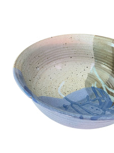 Large Dusty Periwinkle Blue with Iron Inclusions Bowl by D. Clarke