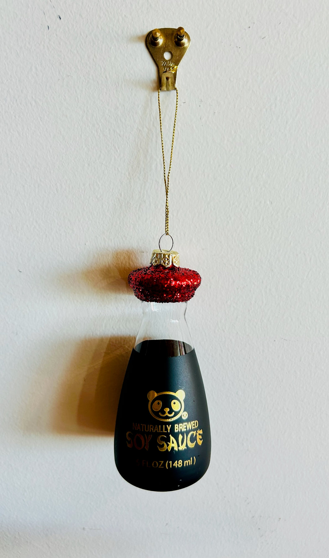 Christmas Panda Soy Sauce Glass Ornament