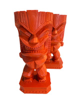 Load image into Gallery viewer, Pair of Orange Red Tiki Sculptures
