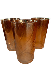Set of Six Iridescent Amber glasses