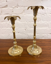 Load image into Gallery viewer, Vintage Pair of Brass Palm Tree Candle Holders
