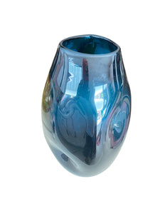 Large Beautiful Blue Hand Blown Glass Vase