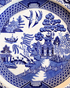 Vintage Buffalo Pottery Semi-Vitreous Blue and White Plate