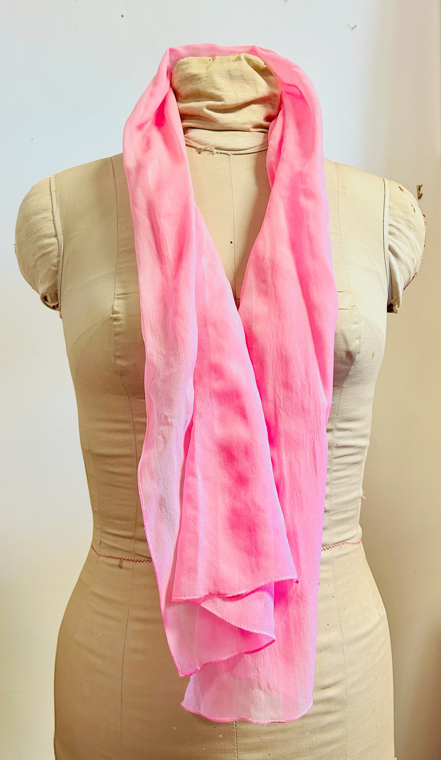 Sheer Striped Pink Silk Scarf – Sunbeam Vintage display picture 3