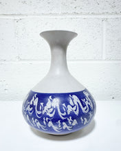Load image into Gallery viewer, Vintage Blue and Grey Stoneware Vase - Made in USA
