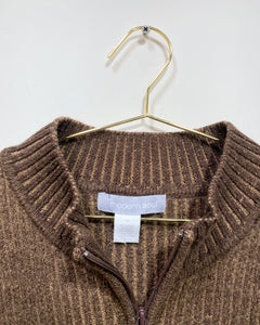 Brown Wool Zip Up Sweater (1x)